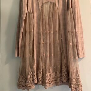 Altard State Blush Pink Cardigan with Lace Designs
